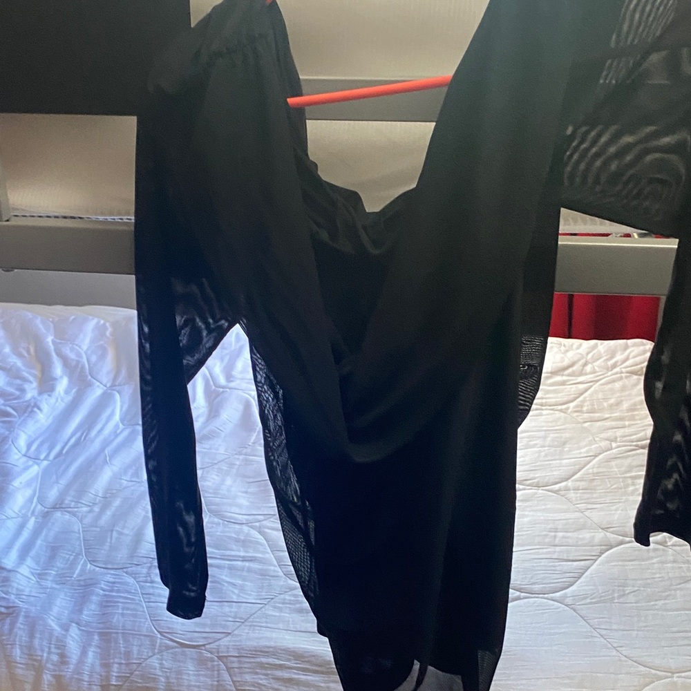 Black Sheer Long Sleeve Top